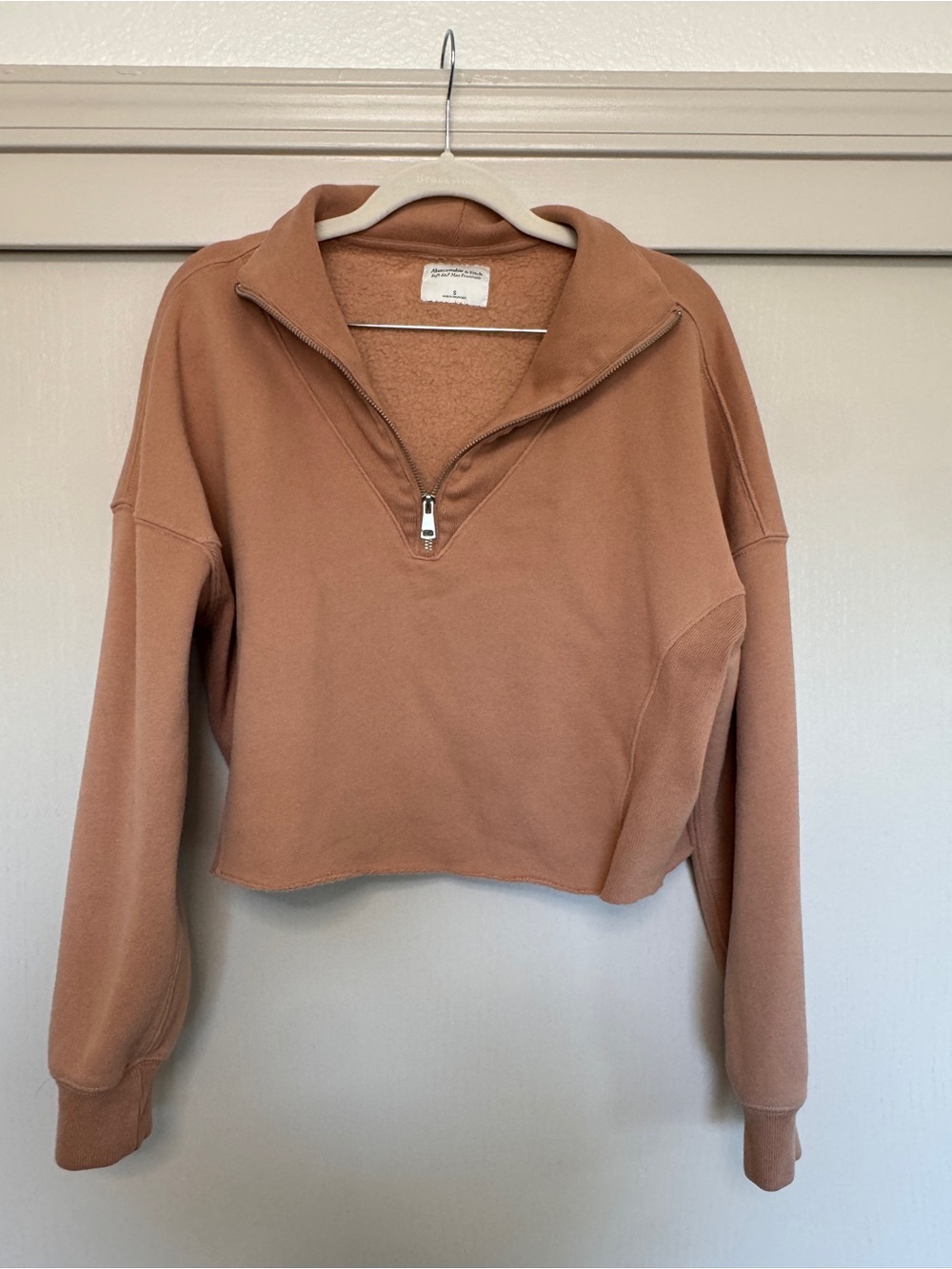 Abercrombie & Fitch Cropped Zip-Up Pullover - Dusty Rose